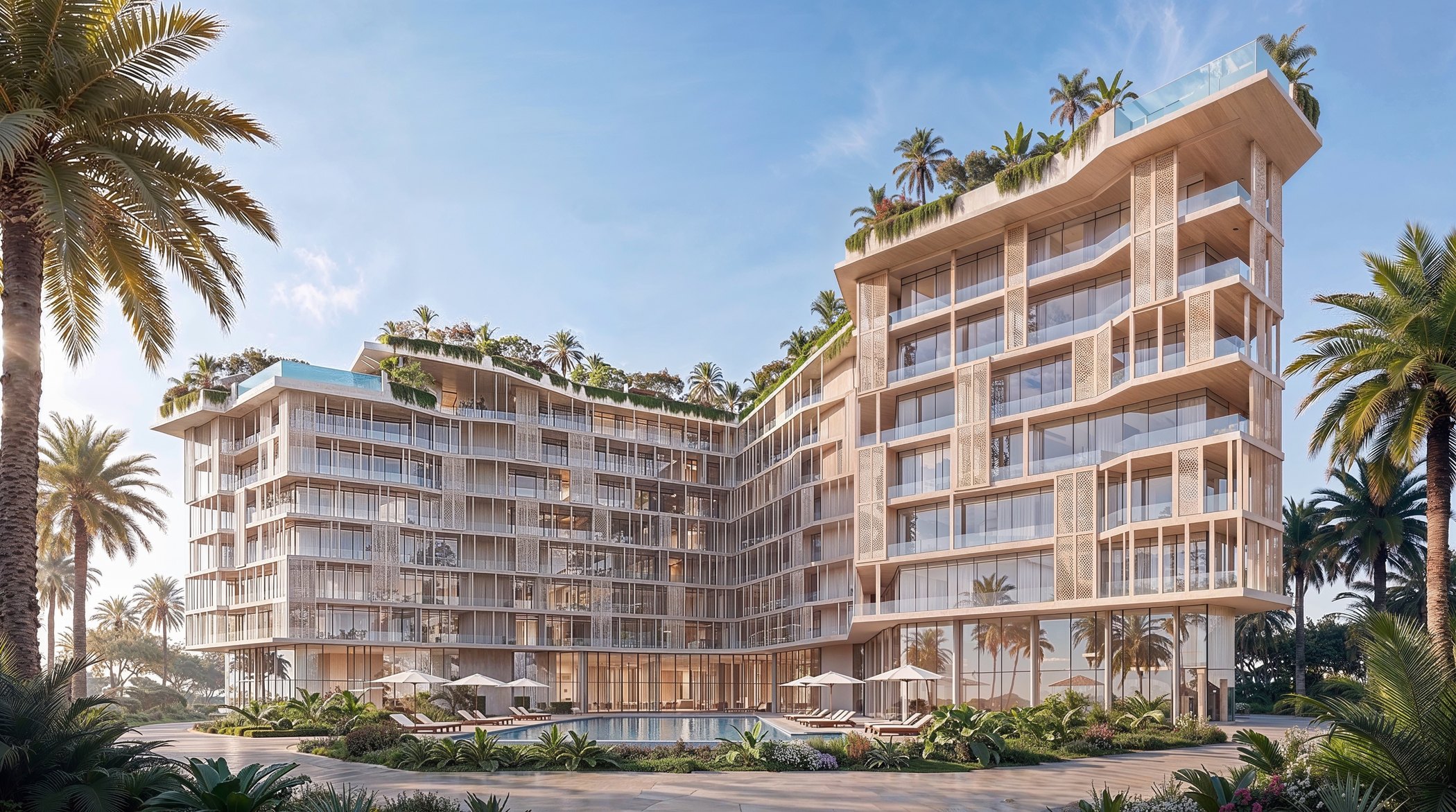 Richmond Residences at Mira Coral Bay, the building above the Al Mairid shoreline