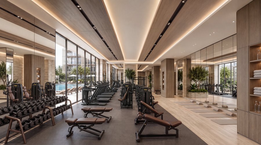 A gym on Level 1 at Richmond Residences, equipped by Technogym