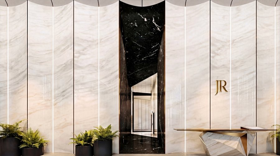 The concierge desk in the branded lobby at Richmond Residences